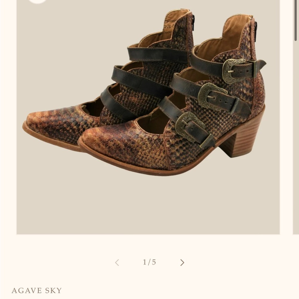Agave Brown Snake-Print Buckle Booties